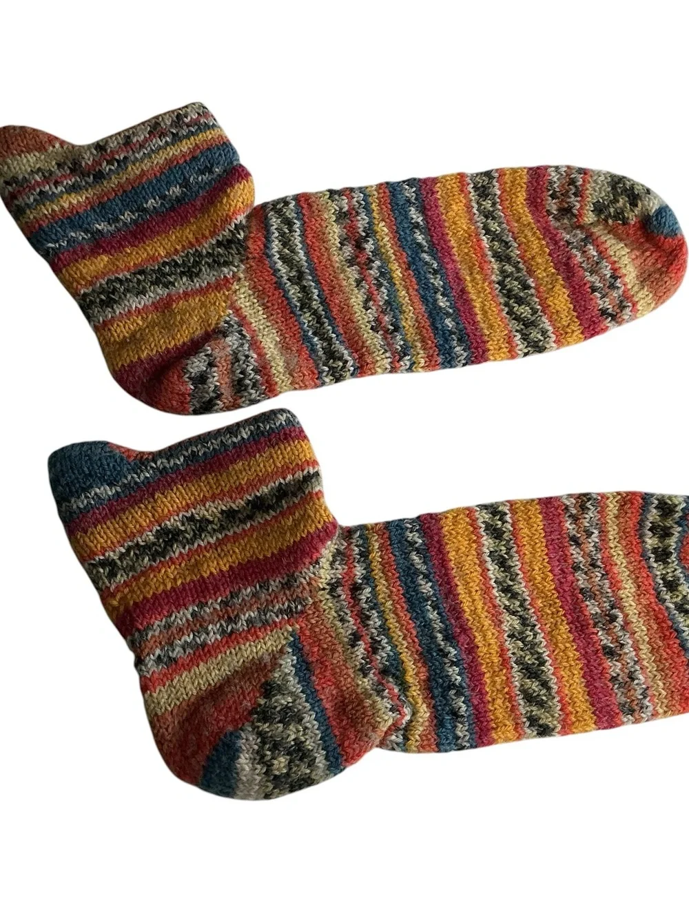 Sybil Quirky Birki multicolor handcrafted wool ankle socks 7-8.5